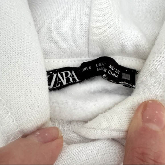 Zara Ultra Soft Cropped Hoodie S White - Picture 5 of 12